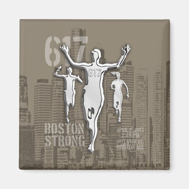Boston City Strong Remembers on Taupe Decor Magnet (Front)