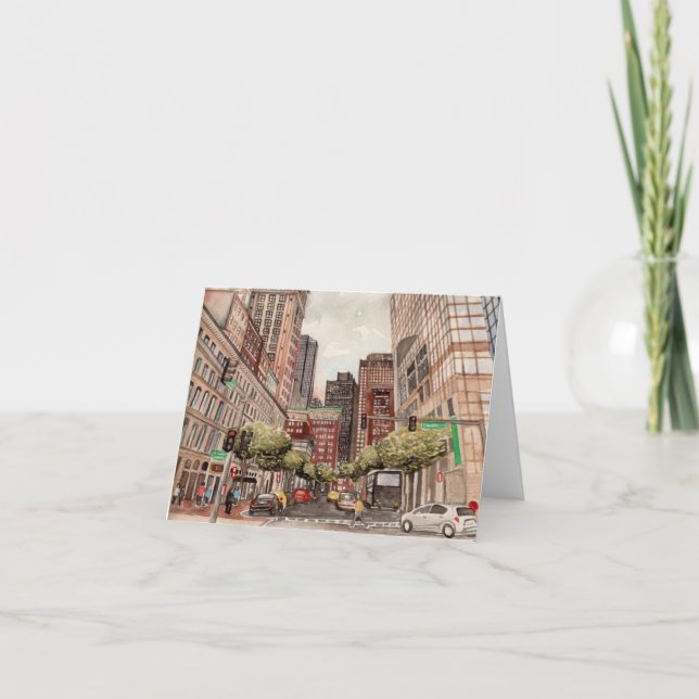 Boston Cityscape by Kate Boyington Blank Notecard (Front)