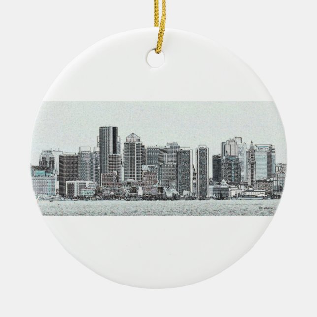 Boston Cityscape Spartan New England Ceramic Ornament (Front)