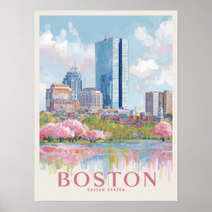 Boston Cityscape Vintage Poster