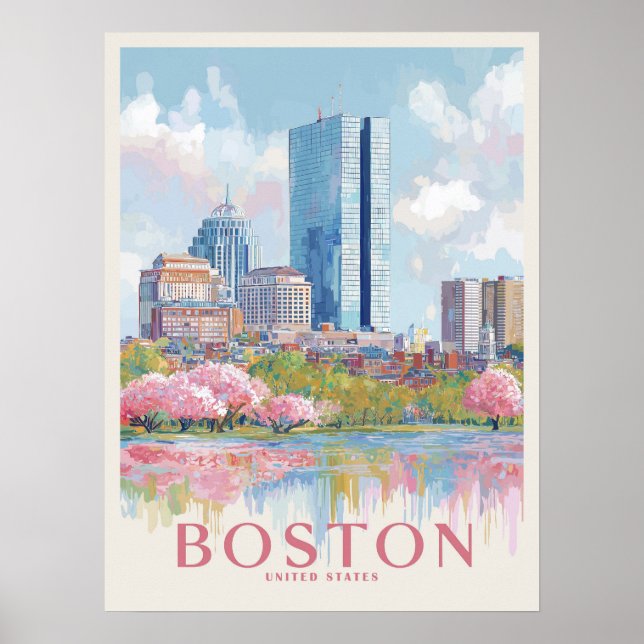 Boston Cityscape Vintage Poster (Front)
