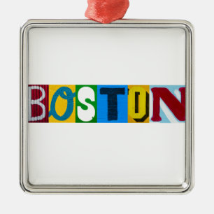 Boston Colourful Letters Metal Tree Decoration