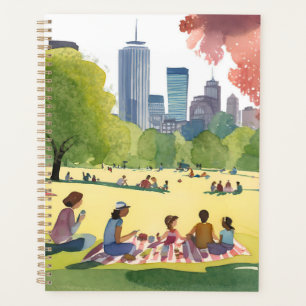 Boston Common Picnic Summer Watercolor Painting Planner