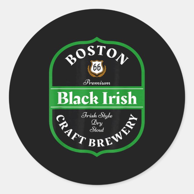 Boston Craft Brewery Boston Black Irish Stout Nove Classic Round Sticker (Front)