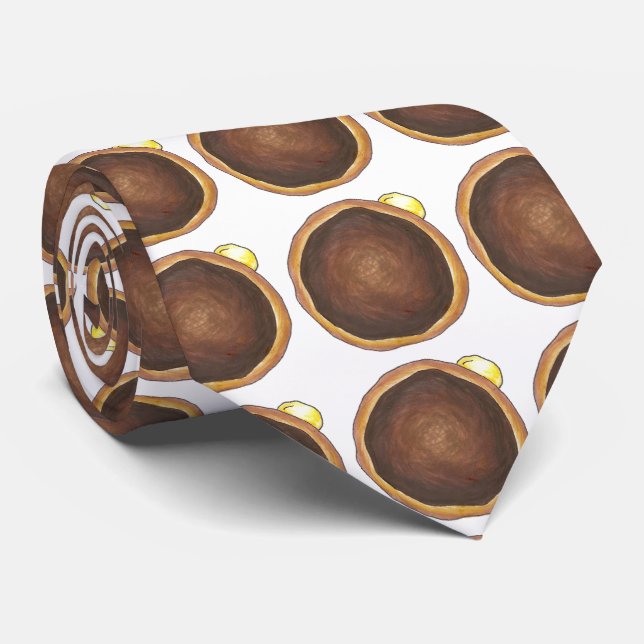 Boston Cream Creme Doughnut Doughnut Foodie Tie (Rolled)