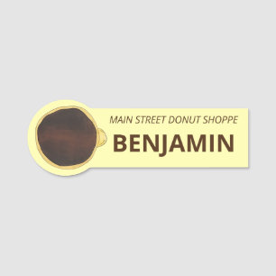 Boston Cream Doughnut Doughnut Custard Chocolate Name Tag