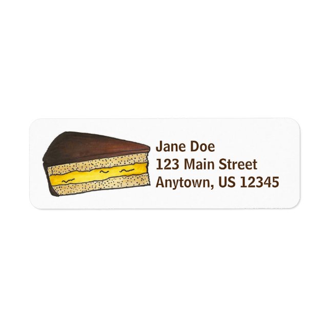 Boston Cream Pie Slice Dessert Address Labels (Front)