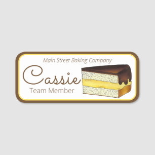 Boston Cream Pie Slice Massachusetts Diner Cafe Name Tag