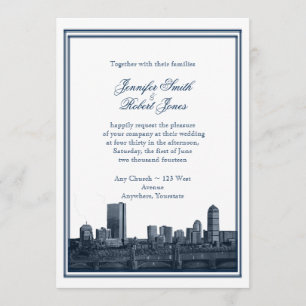 Boston Destination Navy Wedding Invitation