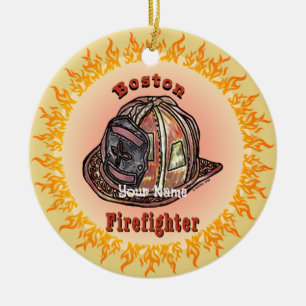 Boston Firefighter  Ceramic Ornament