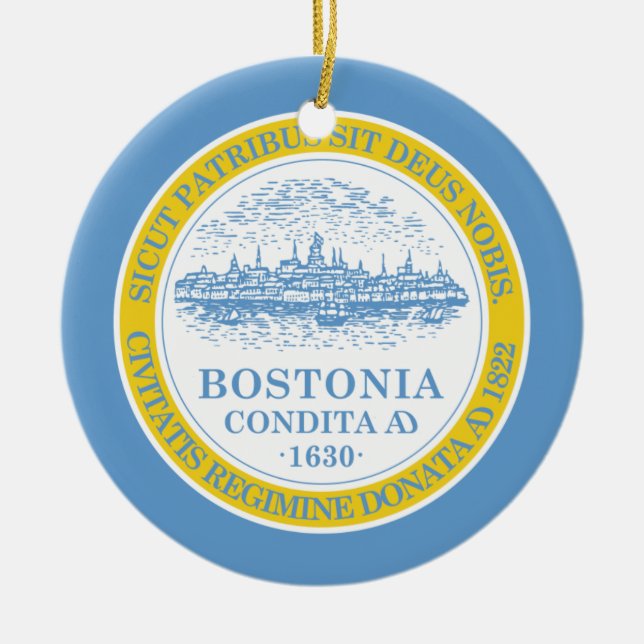 Boston Flag Ceramic Tree Decoration (Front)