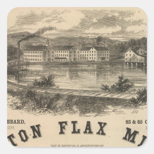 Boston Flax Mills Square Sticker (Front)