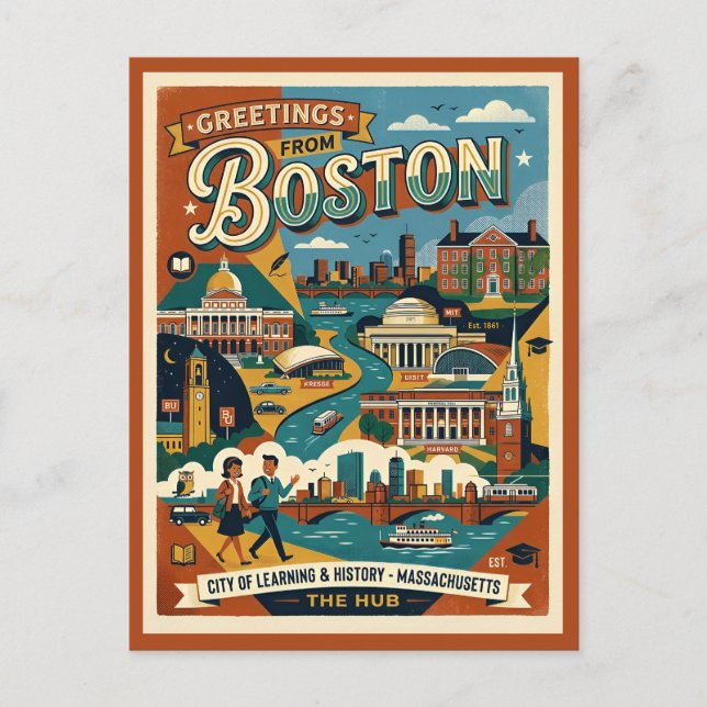 Boston Greetings Retro 1960s  Postcard (Front)