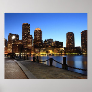Boston Harbor and skyline.  Boston is one of the 6 Poster