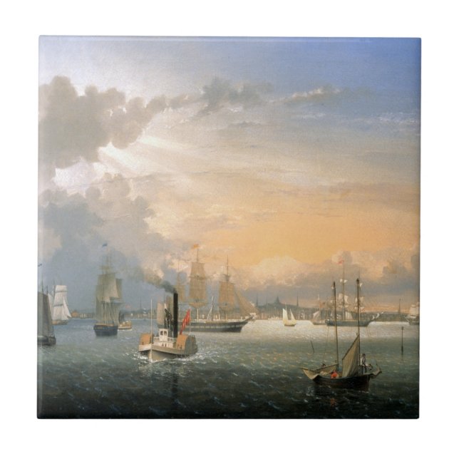 Boston Harbour 1854 Ceramic Tile (Front)