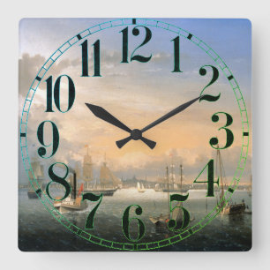 Boston Harbour 1854 Square Wall Clock