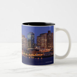Boston Harbour and skyline.  Boston is one of the Two-Tone Coffee Mug