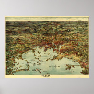Boston Harbour Birdseye Poster