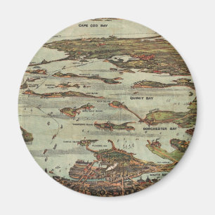 Boston Harbour Birdseye-view map Magnet