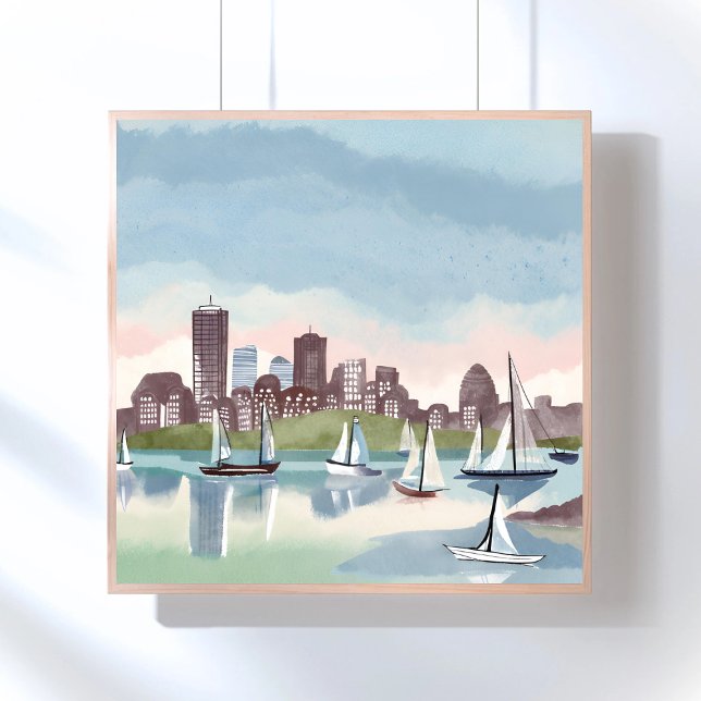 Boston Harbour | Boston Massachusetts Watercolor Poster (Creator Uploaded)