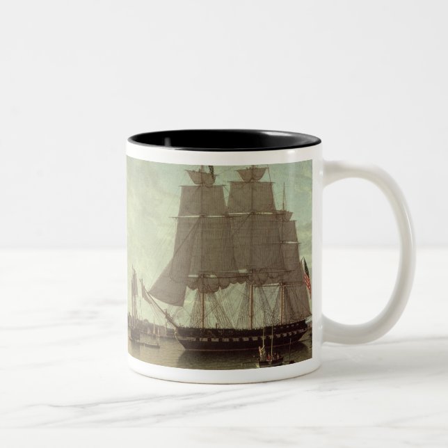 Boston Harbour from Constitution Wharf Two-Tone Coffee Mug (Right)
