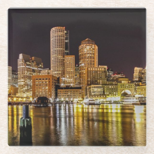Boston Harbour Glass Coaster (Front)