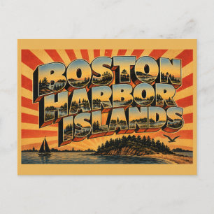Boston Harbour Islands MA Vintage Travel Art Postcard