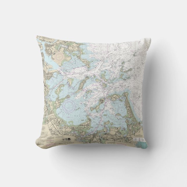 Boston Harbour Nautical Chart 13270 Cushion (Front)