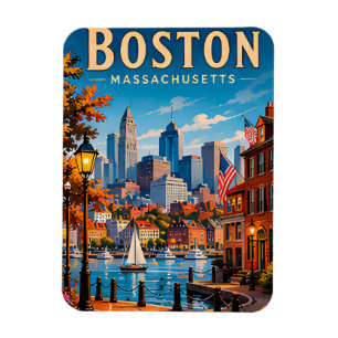 Boston Historic Waterfront and Skyline Magnet