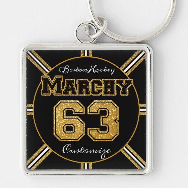 Boston Hockey Marchy 63 Key Ring (Front)