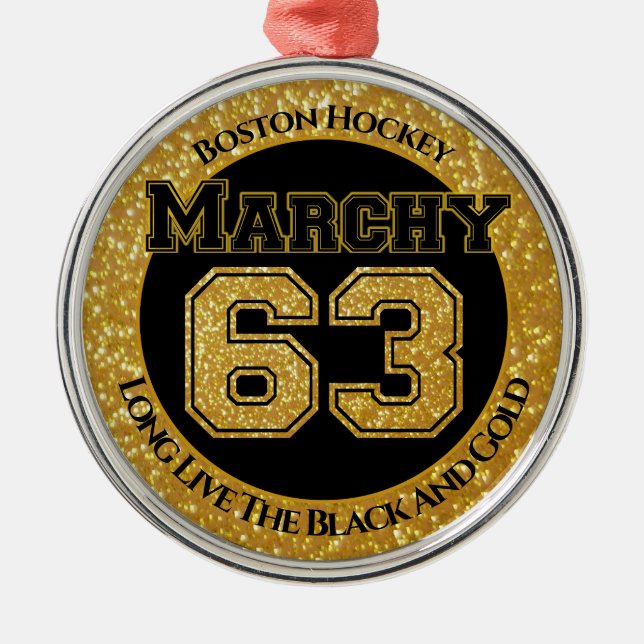 Boston Hockey Marchy 63 Metal Ornament (Front)