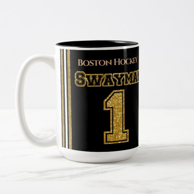 Boston Hockey Swayman 1 Two-Tone Coffee Mug (Left)