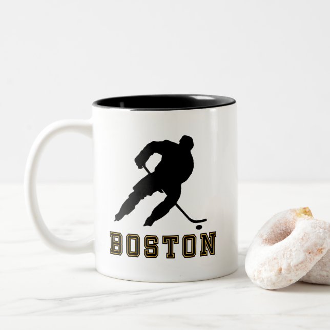 Boston Ice Hockey Two-Tone Coffee Mug (With Donut)