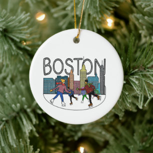 Boston Ice Skating Personalise The Back Ceramic Ornament
