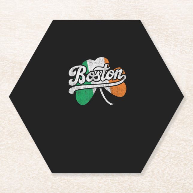 Boston Irish T-Shirt T-Shirt Paper Coaster (Front)