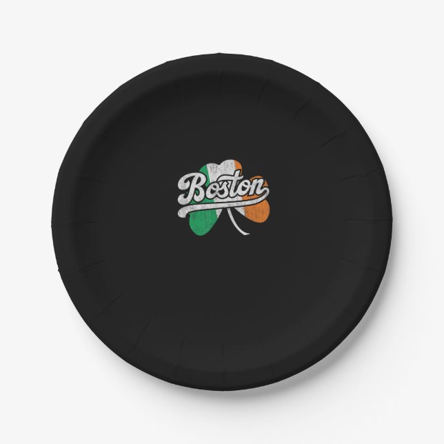 Boston Irish T-Shirt T-Shirt Paper Plate (Front)