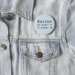 Boston Latitude Longitude 6 Cm Round Badge