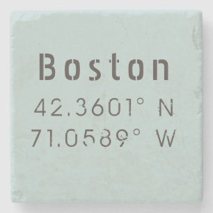 Boston Latitude Longitude Stone Coaster