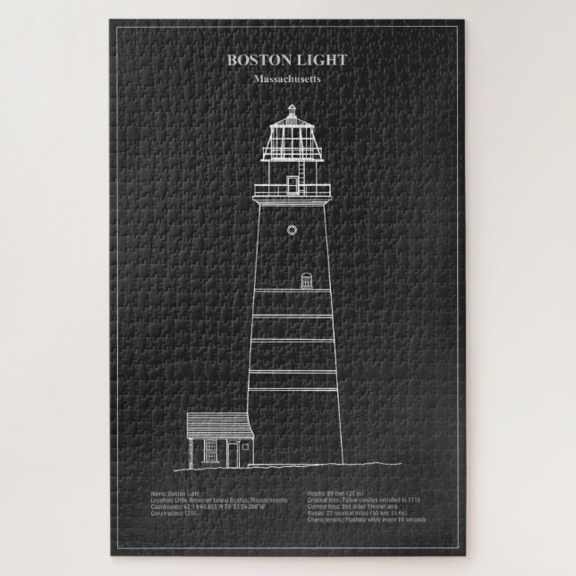 Boston Light Lighthouse - Massachusetts – PD Jigsaw Puzzle (Vertical)