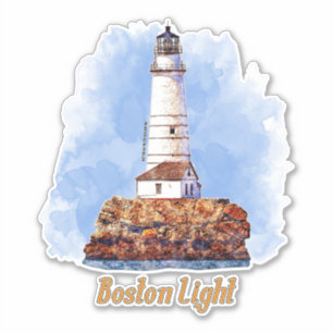 Boston Light Lighthouse Watercolor - Massachusetts