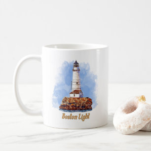 Boston Light Lighthouse Watercolor - Massachusetts Coffee Mug
