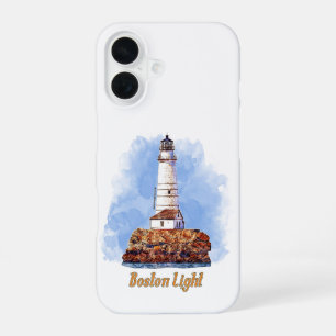 Boston Light Lighthouse Watercolor - Massachusetts iPhone 16 Case