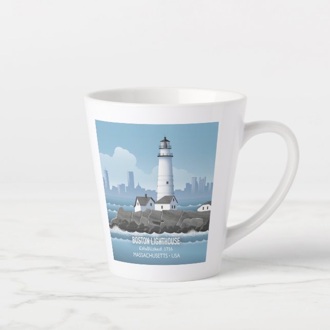 Boston Lighthouse Latte Mug (Right)