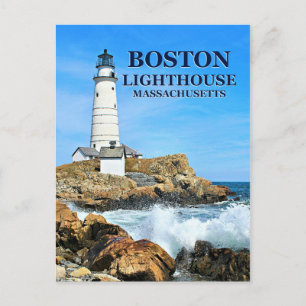 Boston Lighthouse, Massachusetts Postcard