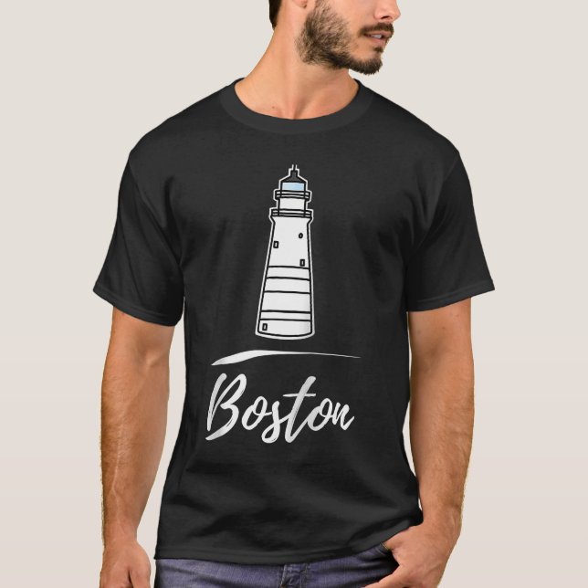 Boston lighthouse Massachusetts Raglan Baseball T-Shirt (Front)