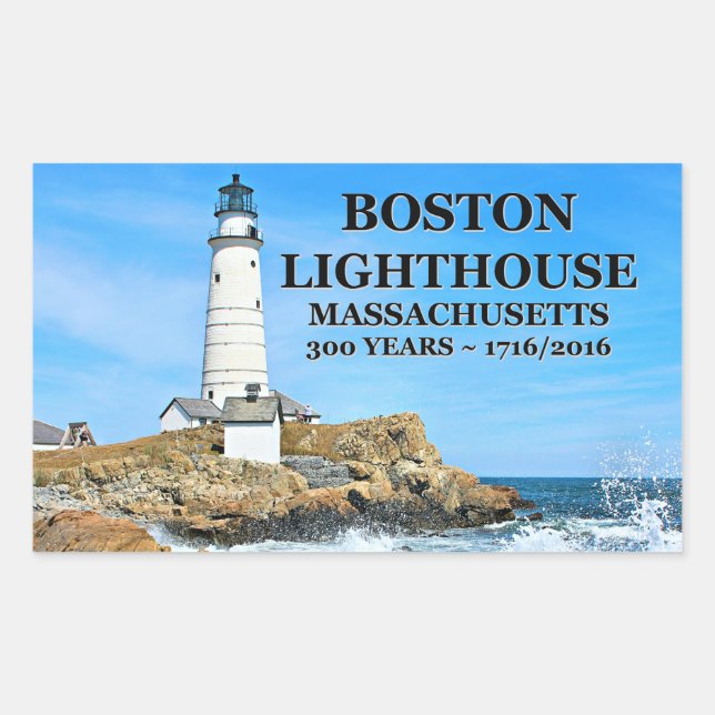 Boston Lighthouse, Massachusetts Rectangular Sticker (Front)