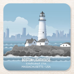 Boston Lighthouse Square Paper Coaster