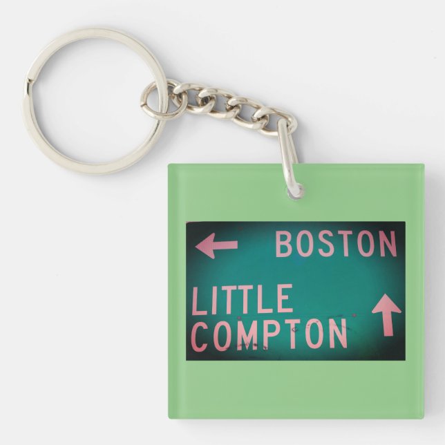 Boston, Little Compton, RI Vintage Sign Key Ring (Front)