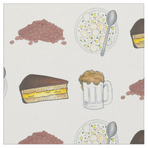 Boston MA Foods Baked Beans Chowder Beer Cream Pie Fabric