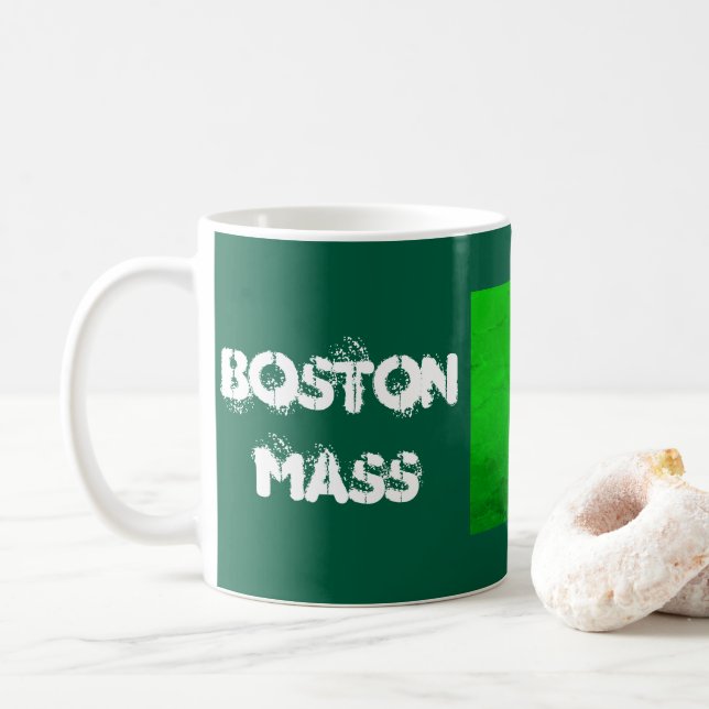 Boston MA Irish Flag – Heritage Tea Coffee Mug (With Donut)